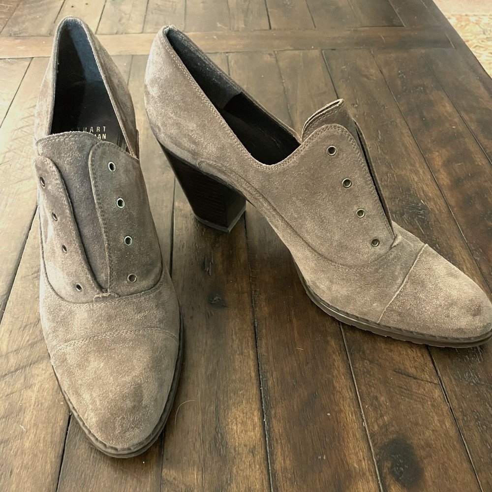 Stuart Weitzman Grey Suede 3" Below The Ankle Booties - Sz 10